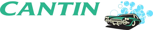 Logo du service Cantin Auto Propre & Pneus Service avec un véhicule stylisé entouré de bulles.